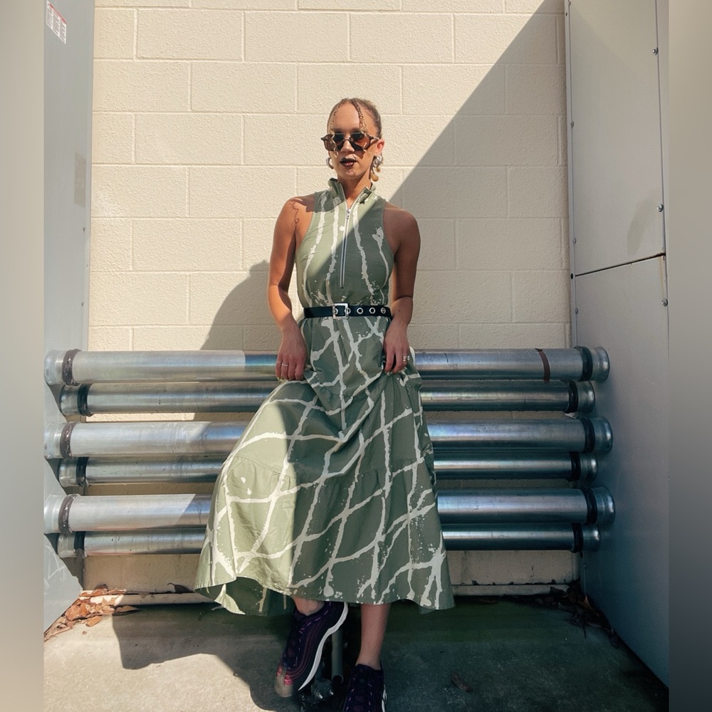 COLLISION Cotton Zip Maxi Smock Dress